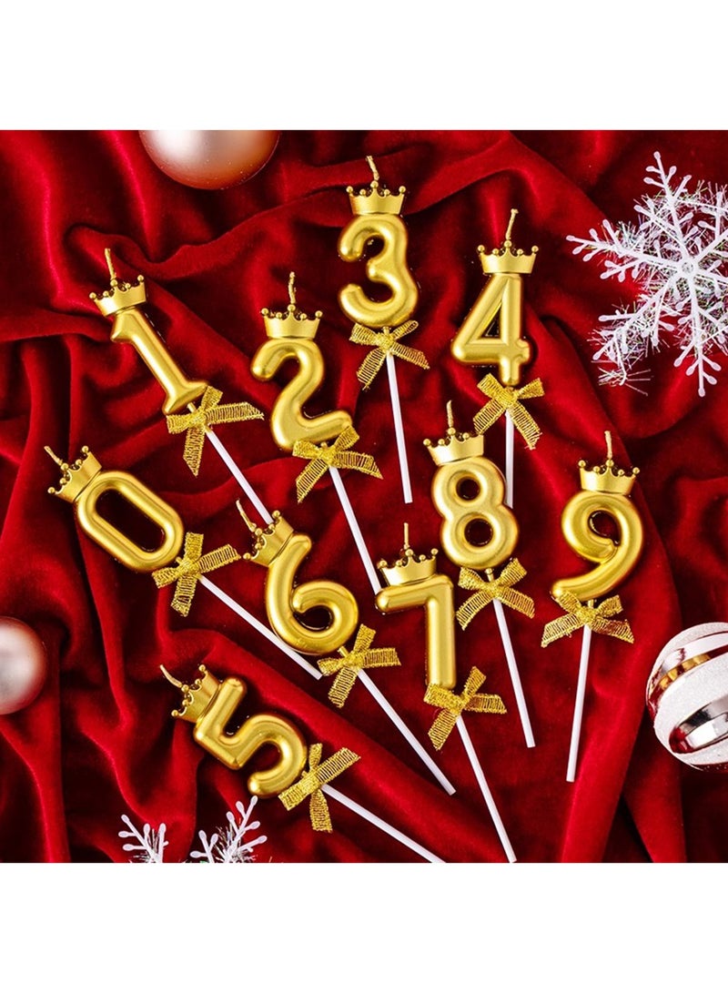 YOUGE Number Birthday Candles(0-9),Metallic Cake Cupcake Candles,Happy Birthday Party Cake Topper Decoration Gifts for Women Men Gold - Image 1