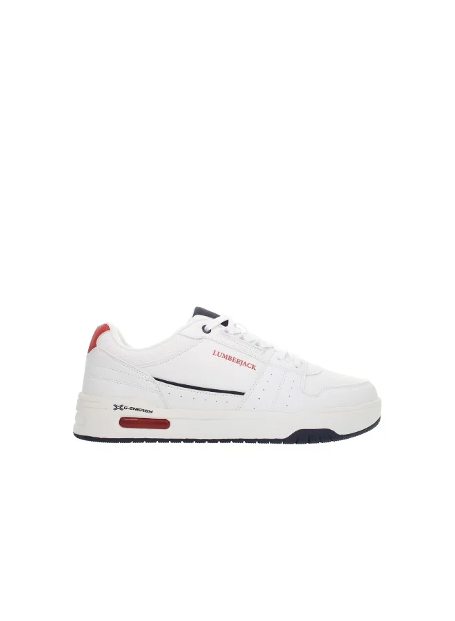 LUMBERJACK LUMBERJACK Men’s White / Navy Red “G‑Energy” Low‑Top Casual Sneakers – Stylish Everyday Trainer