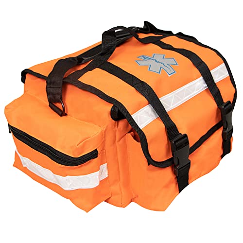 Primacare KB-RO74-O First Responder Bag for Trauma, 17"x7"x 9" Professional Multiple Compartment Kit Carrier for Emergency Medical Supplies l Orange - Image 1