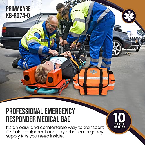 Primacare KB-RO74-O First Responder Bag for Trauma, 17"x7"x 9" Professional Multiple Compartment Kit Carrier for Emergency Medical Supplies l Orange - Image 5