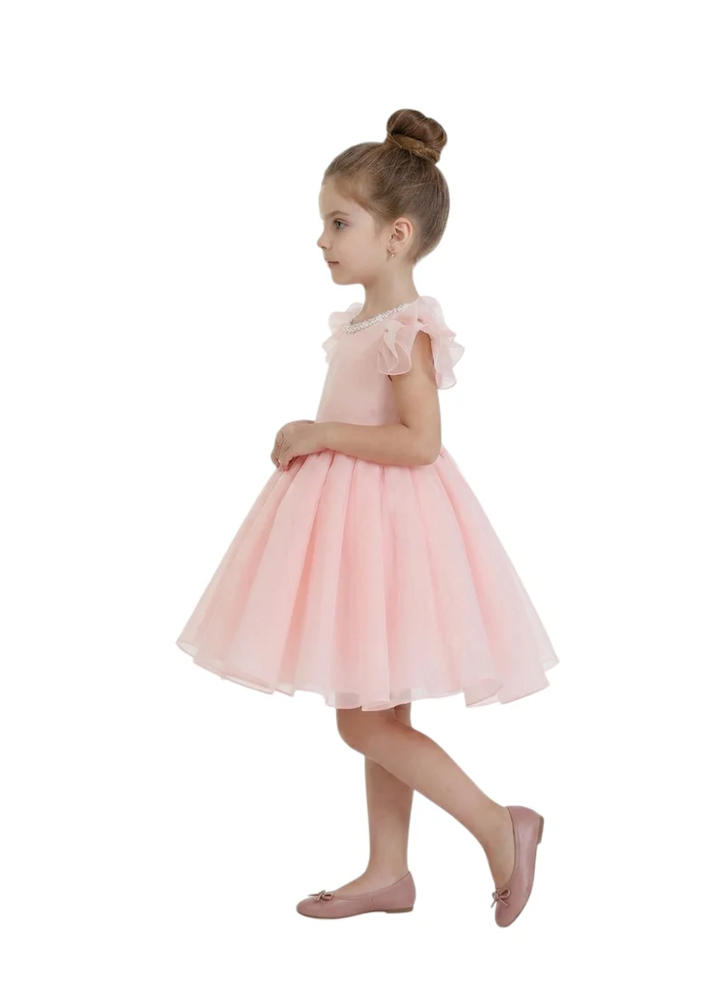 Bidani Flutter Sleeve Tulle Party Dress