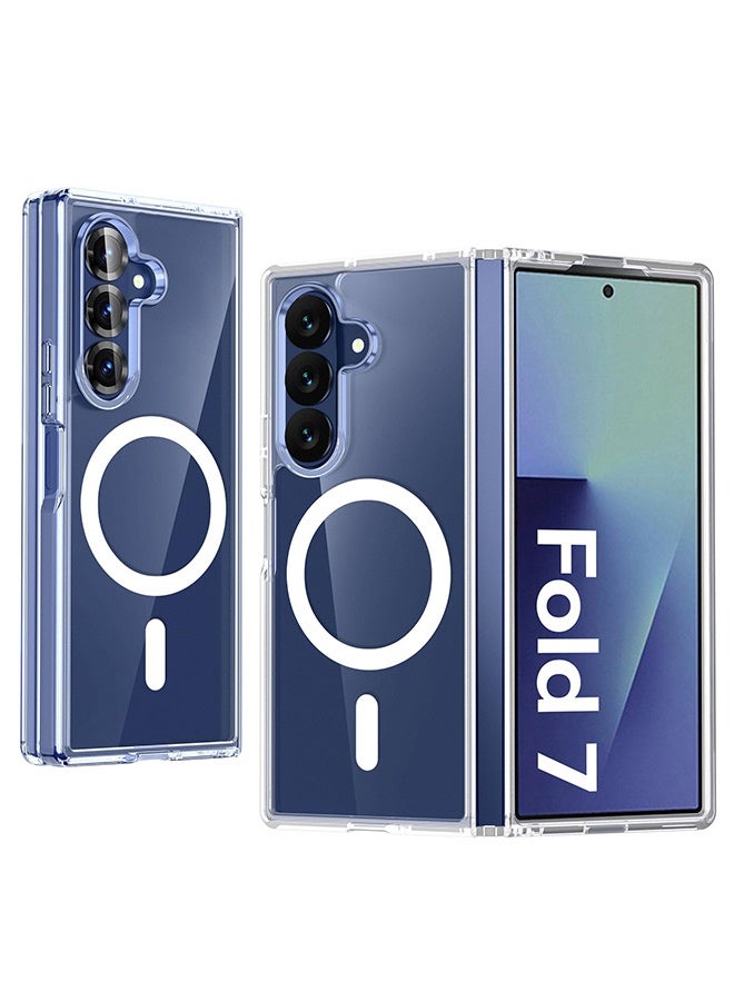 بشكل مختصر حافظة شفافة مقنطيسية لـ Samsung Galaxy Fold 7 2025، غطاء رقيق متوافق مع MagSafe، خلفية صلبة ومقاومة الصدمات، يدعم الشحن اللاسلكي - Image 1