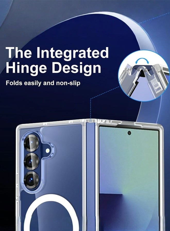 بشكل مختصر حافظة شفافة مقنطيسية لـ Samsung Galaxy Fold 7 2025، غطاء رقيق متوافق مع MagSafe، خلفية صلبة ومقاومة الصدمات، يدعم الشحن اللاسلكي - Image 4