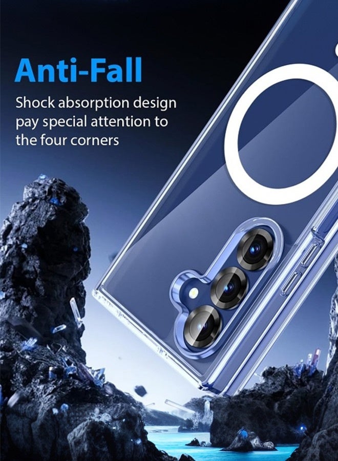 بشكل مختصر حافظة شفافة مقنطيسية لـ Samsung Galaxy Fold 7 2025، غطاء رقيق متوافق مع MagSafe، خلفية صلبة ومقاومة الصدمات، يدعم الشحن اللاسلكي - Image 3