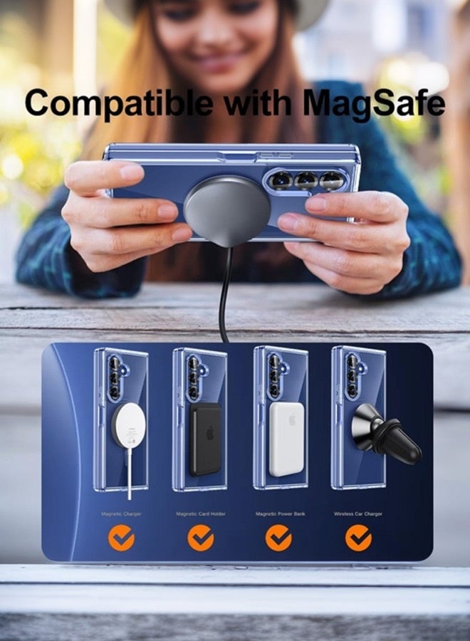 بشكل مختصر حافظة شفافة مقنطيسية لـ Samsung Galaxy Fold 7 2025، غطاء رقيق متوافق مع MagSafe، خلفية صلبة ومقاومة الصدمات، يدعم الشحن اللاسلكي - Image 5