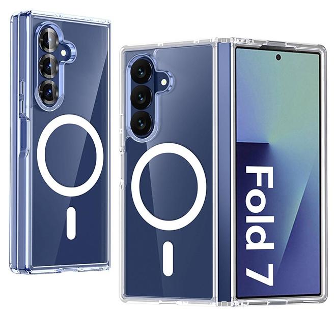 بشكل مختصر حافظة شفافة مقنطيسية لـ Samsung Galaxy Fold 7 2025، غطاء رقيق متوافق مع MagSafe، خلفية صلبة ومقاومة الصدمات، يدعم الشحن اللاسلكي - Image 1