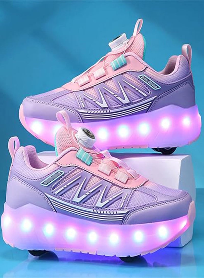 Loquat 4 Wheels Roller Skates Shoes for Kids Skates Sneakers LED Light Up Rechargeable Sport Sneaker for Girls Beginner - Image 2