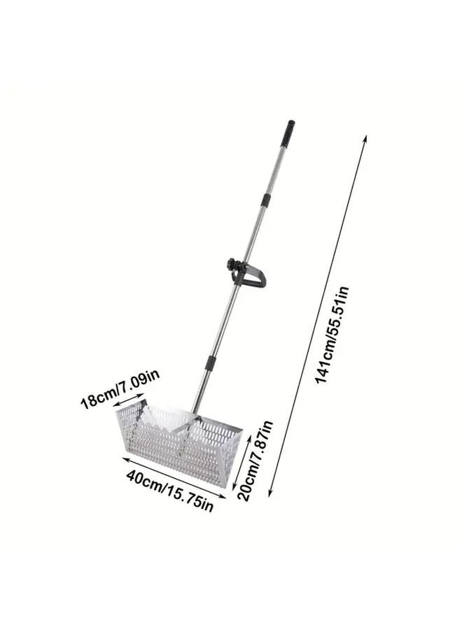 Black Heavy Duty Carbon Steel Interlocking Sand Sieve Rake 55 Inch Rust Proof Long Handle - Image 5