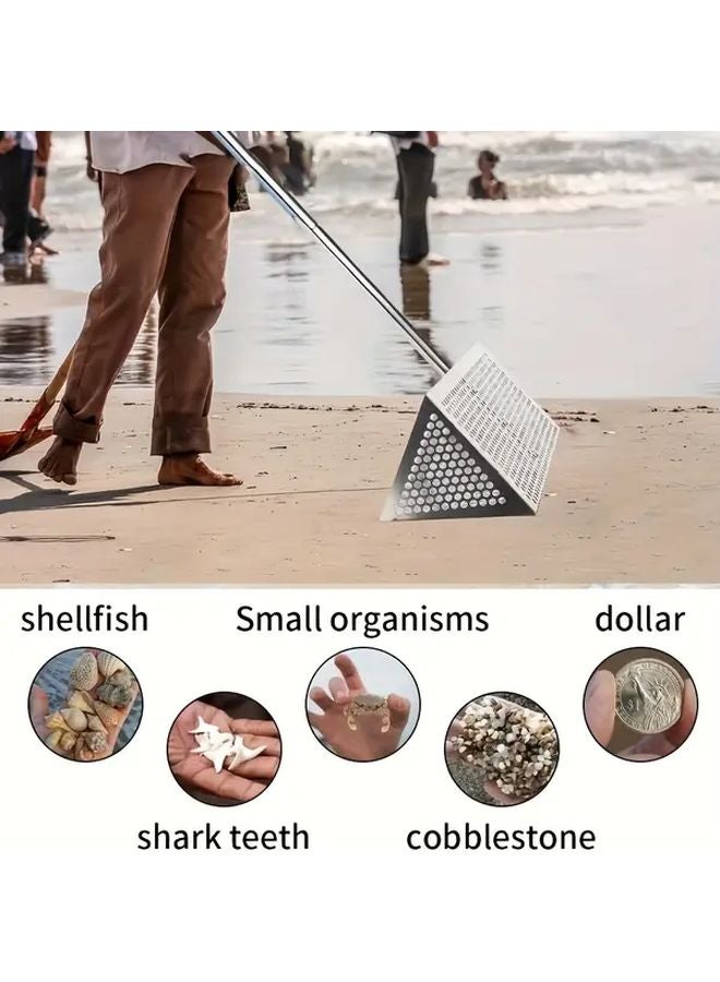 Black Heavy Duty Carbon Steel Interlocking Sand Sieve Rake 55 Inch Rust Proof Long Handle - Image 4