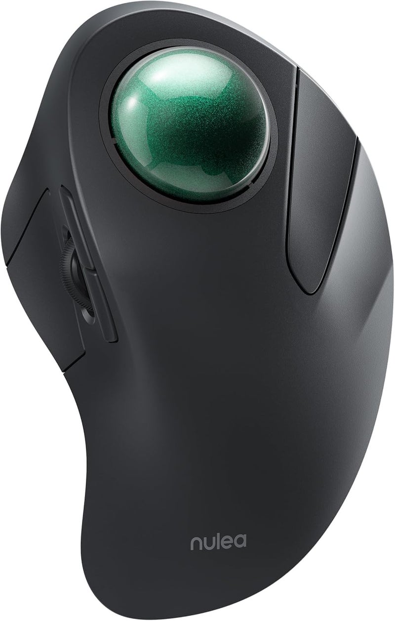Nulea Wireless Ergonomic Trackball Mouse Rechargeable Bluetooth Rollerball Mouse 44mm Index Finger Trackball 5 Adjustable DPI Compatible with PC Laptop iPad Mac Windows Android