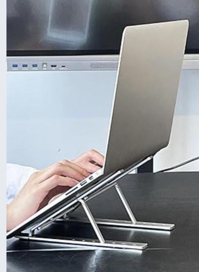 Executive LLC 6 Angles Adjustable, Foldable and Portable Aluminium Laptop Base Ergonomic Computer Stand Laptop Riser Compatible Upto 15.6 Inch Laptop (Silver) - Image 2