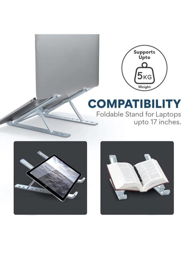 Executive LLC 6 Angles Adjustable, Foldable and Portable Aluminium Laptop Base Ergonomic Computer Stand Laptop Riser Compatible Upto 15.6 Inch Laptop (Silver) - Image 3