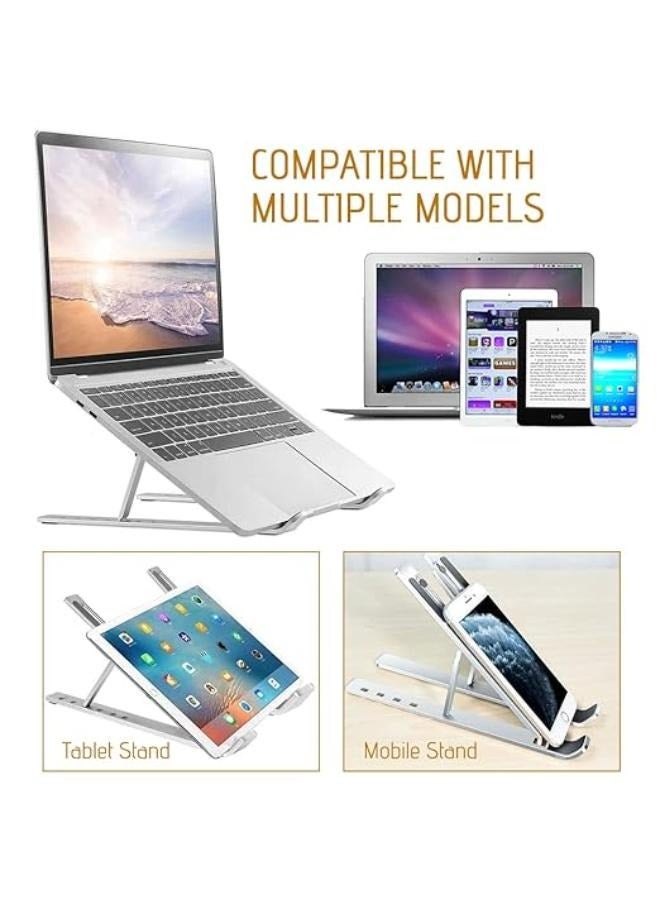 Executive LLC 6 Angles Adjustable, Foldable and Portable Aluminium Laptop Base Ergonomic Computer Stand Laptop Riser Compatible Upto 15.6 Inch Laptop (Silver) - Image 5