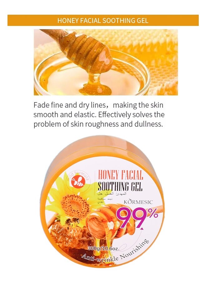 Kormesic 300g Honey Facial Soothing Gel Anti Wrinkle Nourishing Skin Brightening Soothing and Moisturizing Gel Honey Face Gel Face Moisturizer Honey Essence Soothing Gel - Image 3