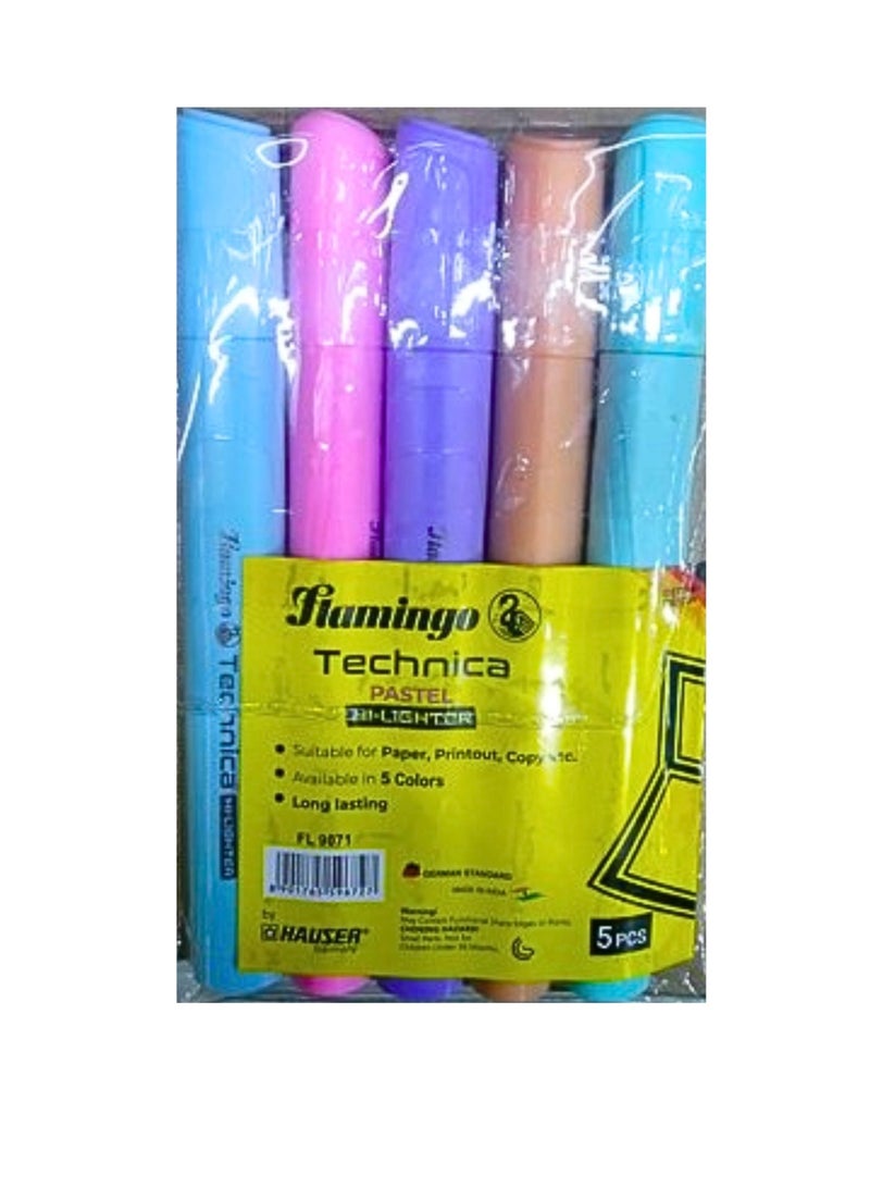 Flamingo TECHNICA PASTEL HIGHLIGHTER PACK OF 5PCS - Image 1