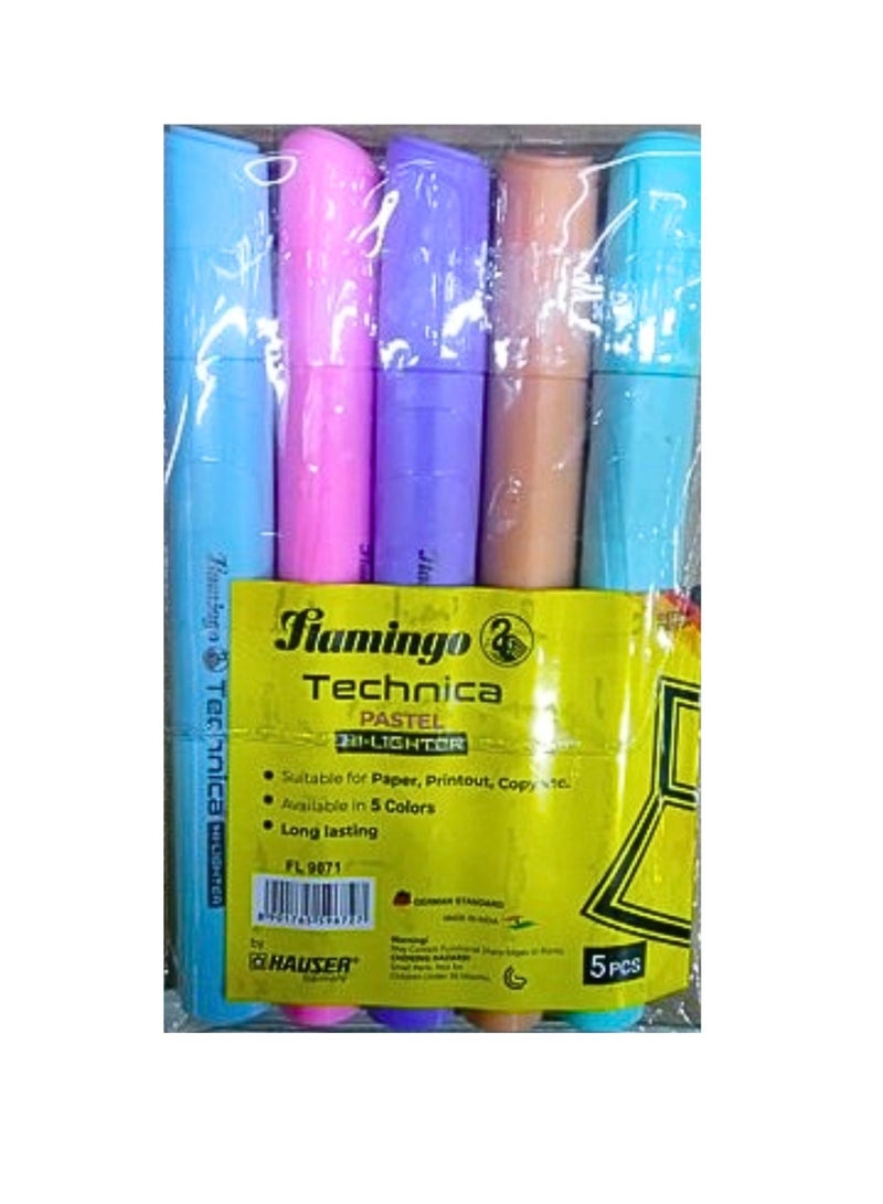 Flamingo TECHNICA PASTEL HIGHLIGHTER PACK OF 5PCS - Image 2