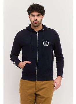 Gazzarrini Men Hooded Graphic Long Sleeve Sweatshirt, Navy  - Image 1