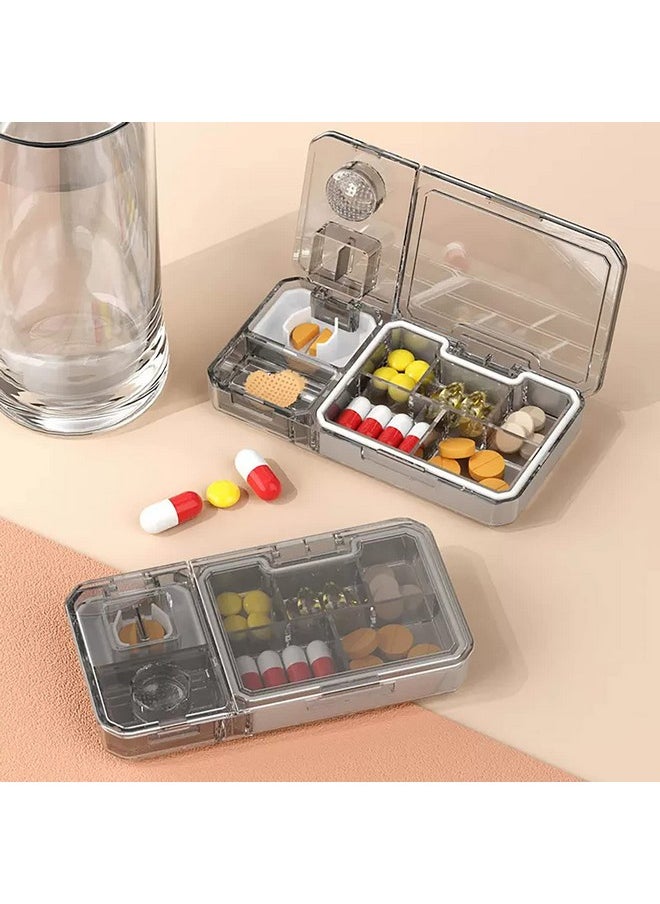 HOUSE OF QUIRK House of Quirk Pill Cutter, Pill Crusher, Pill Splitter, 3 in 1 Multi-Functional Pill Cutter, Portable Travel Small Pill Box Case Holder, Purse Medicine Container for Cutting Vitamins Tablets (Grey)  - Image 2