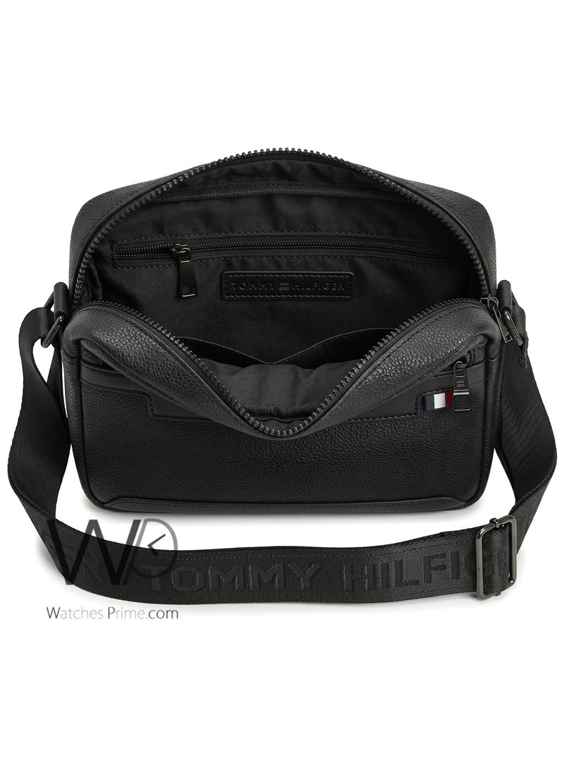 Tommy Icons Tommy Hilfiger Men's Black Pebbled Reporter Crossbody Bag - Image 5