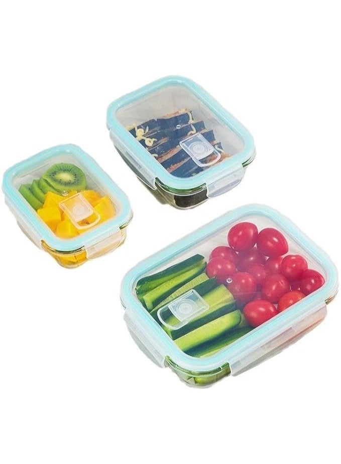 حاويات تخزين طعام زجاجية بأغطية، مجموعة من 3 قطع، ، آمنة للاستخدام في فرن الميكروويف والفريزر - Image 5