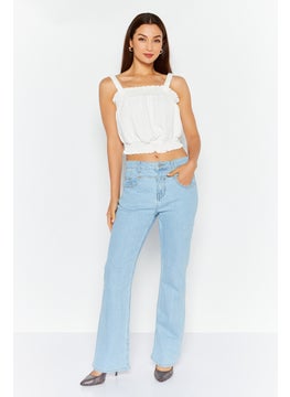 ESPRIT Women Bootcut Fit High Rise Wash Stretchable Jeans, Light Blue  - Image 2
