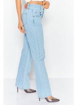 ESPRIT Women Bootcut Fit High Rise Wash Stretchable Jeans, Light Blue  - Image 3