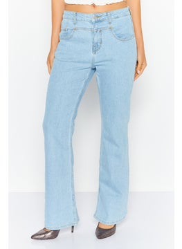 ESPRIT Women Bootcut Fit High Rise Wash Stretchable Jeans, Light Blue  - Image 1