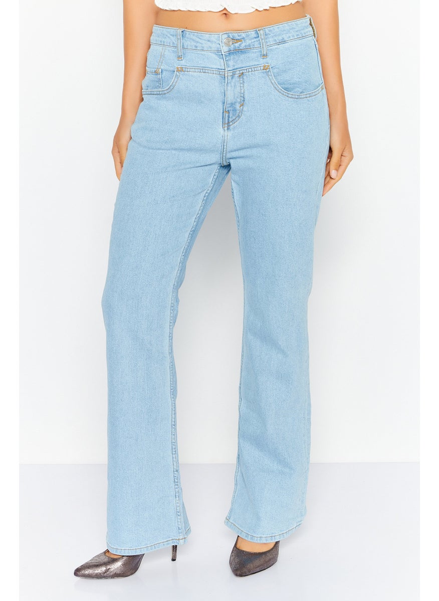 ESPRIT - Women Bootcut Fit High Rise Wash Stretchable Jeans, Light Blue - Image 1
