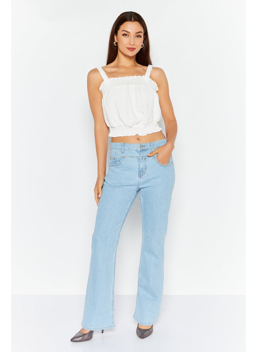 ESPRIT - Women Bootcut Fit High Rise Wash Stretchable Jeans, Light Blue - Image 1