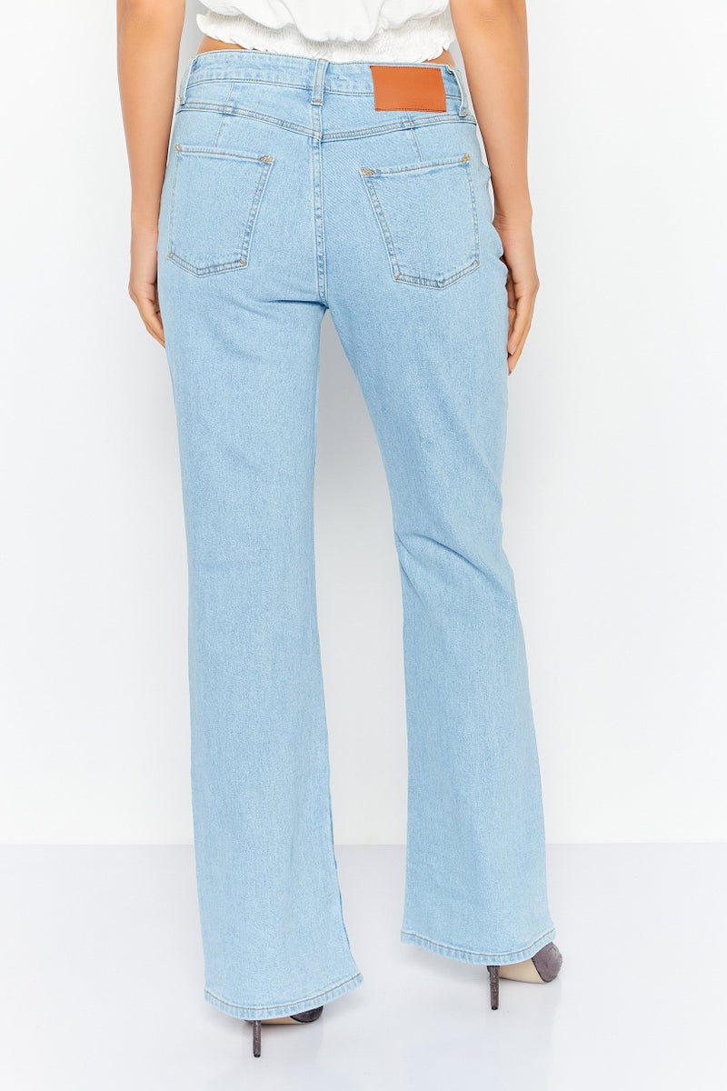 ESPRIT Women Bootcut Fit High Rise Wash Stretchable Jeans, Light Blue - Image 4