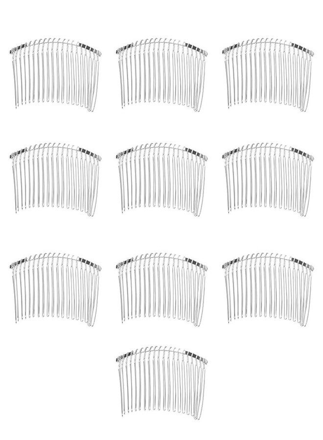 Rocutus 10pcs 20 Teeth Fancy DIY Metal Wire Hair Clip Combs, Stainless Steel, Silver, for Women's Wedding Veil, Bridal, Hair Pieces, Headdresses, Craft Projects - Image 1
