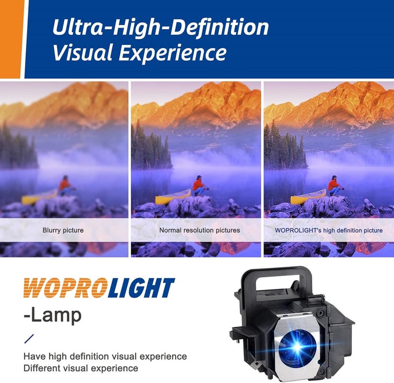 Woprolight V13H010L49 for Epson-elp lp49 PowerLite Home Cinema 8350 /PowerLite Home Cinema 8700UB 8500UB, H373A H336A, PowerLite PC 9700UB 9500UB 9350 9100 Replacement Projector Lamp Bulb with Housing - Image 3