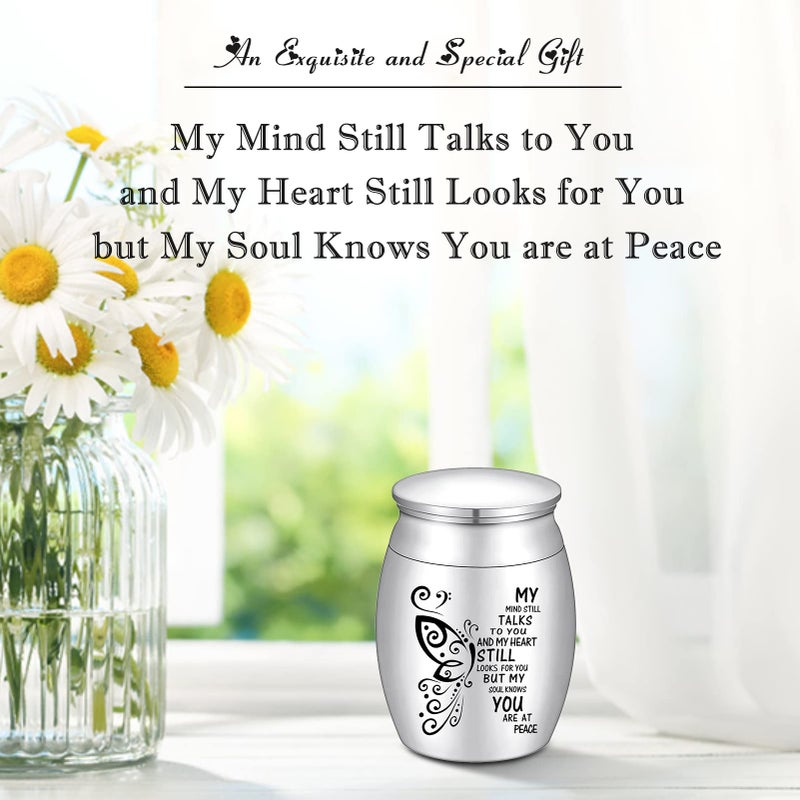 SOITIS Small Urn for Ashes 1.57 Inches Small Keepsake Urn for Human Ashes Butterfly Mini Urn Stainless Steel Ash Holder Small Ash Urn for Women, Silver Keepsake - Image 4