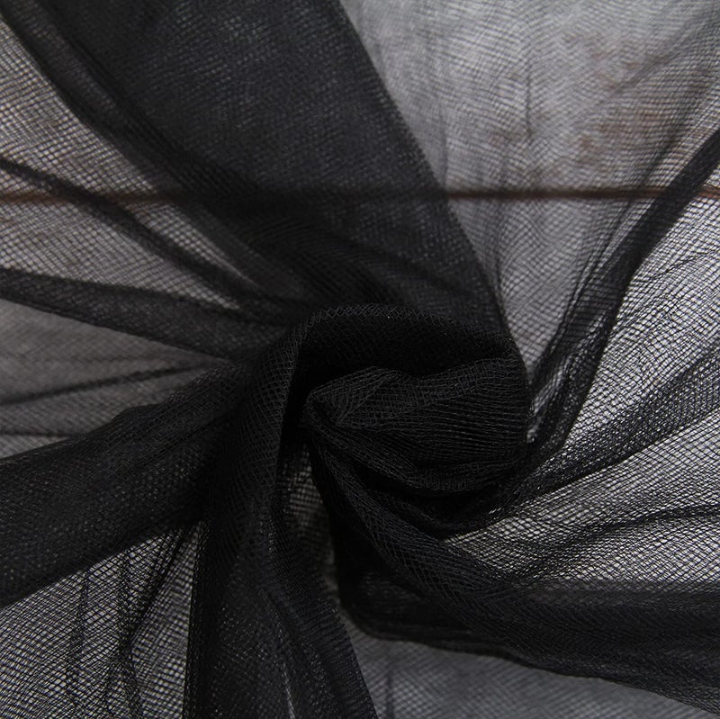 INKAJ Multi Purpose Solid Nylon Soft Net Combination Fabric - for Wedding, Parties, Costumes, and Decoration (16.4 x 4 Feet, Black) - Image 1