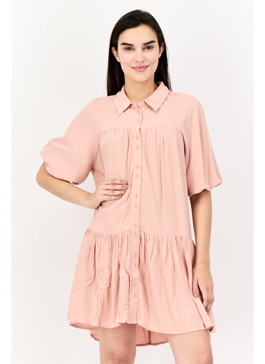 ONLY Women Pleated Mini Dress, Dusty Pink  - Image 1