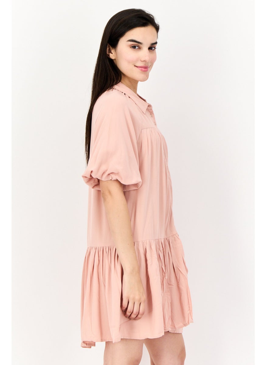 ONLY Women Pleated Mini Dress, Dusty Pink  - Image 4