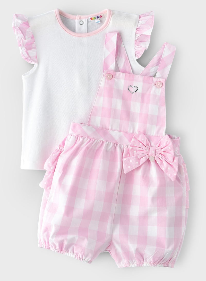 Boo Boo BooBoo Kids 2 Pcs Set - Dungaree & Top 100% Cotton - Image 1