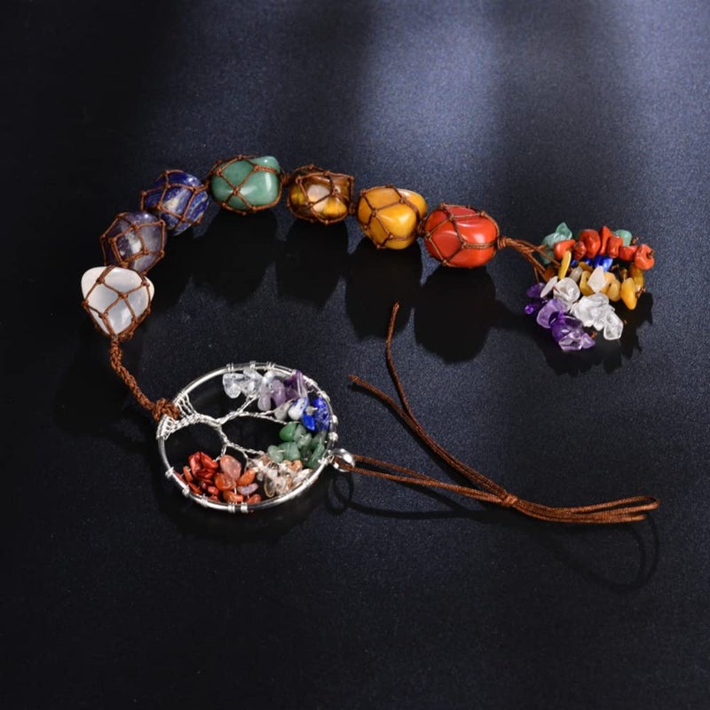 Nicestone Handmade Gemstones Healing Feng Shui Crystals Window Car Decorations Hanging Ornament for Home Decor Party Decor(Tree-Silver Color) - Image 4