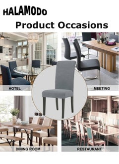 HALAMODO 6PCS Stretch Chair Covers Removable Washable Dining Room Chair Covers Dining Chair Slipcovers Seat Protector Great Home Decor and Banquet Upholstery for Dining Room & Hotel & Party  - Image 5