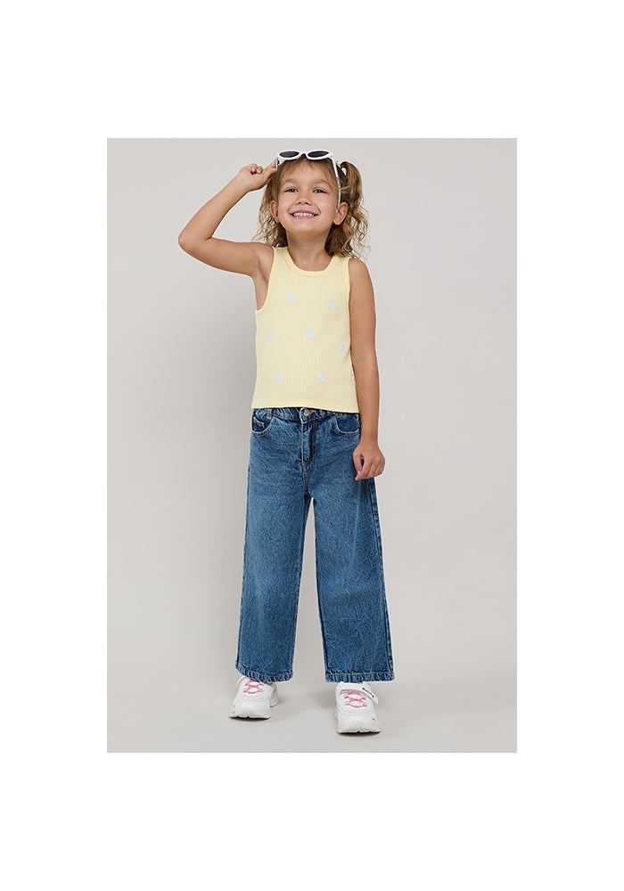 R&B Washed Wide Leg Jeans with Button Closure - Image 2