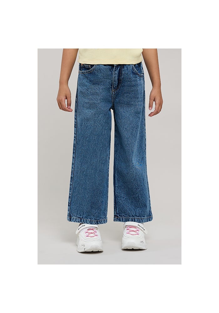 R&B Washed Wide Leg Jeans with Button Closure - Image 1