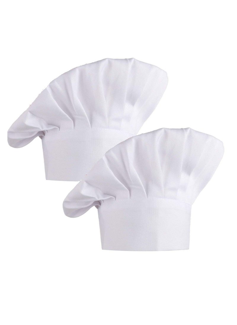 SYOSI SYOSI 2Pcs Chef Hat Adjustable Elastic Kitchen Chef Cap with Breathable Cotton White Uniforms Cooking Hat for House Hotel Restaurant  - Image 1