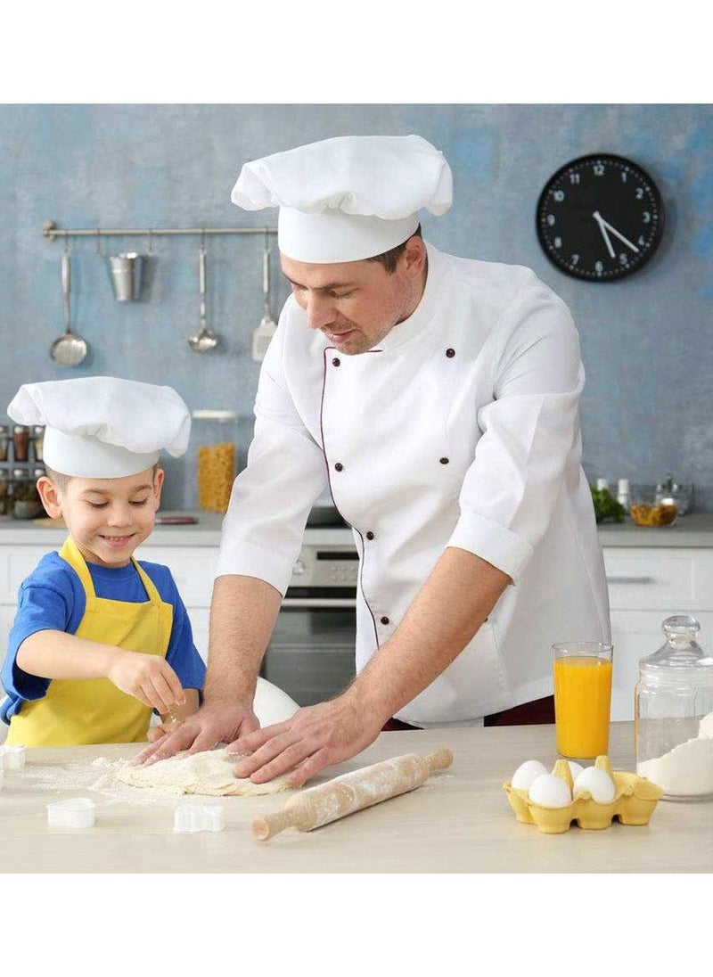 SYOSI SYOSI 2Pcs Chef Hat Adjustable Elastic Kitchen Chef Cap with Breathable Cotton White Uniforms Cooking Hat for House Hotel Restaurant  - Image 5