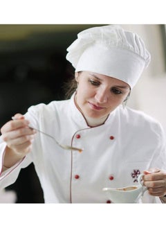 SYOSI SYOSI 2Pcs Chef Hat Adjustable Elastic Kitchen Chef Cap with Breathable Cotton White Uniforms Cooking Hat for House Hotel Restaurant  - Image 4