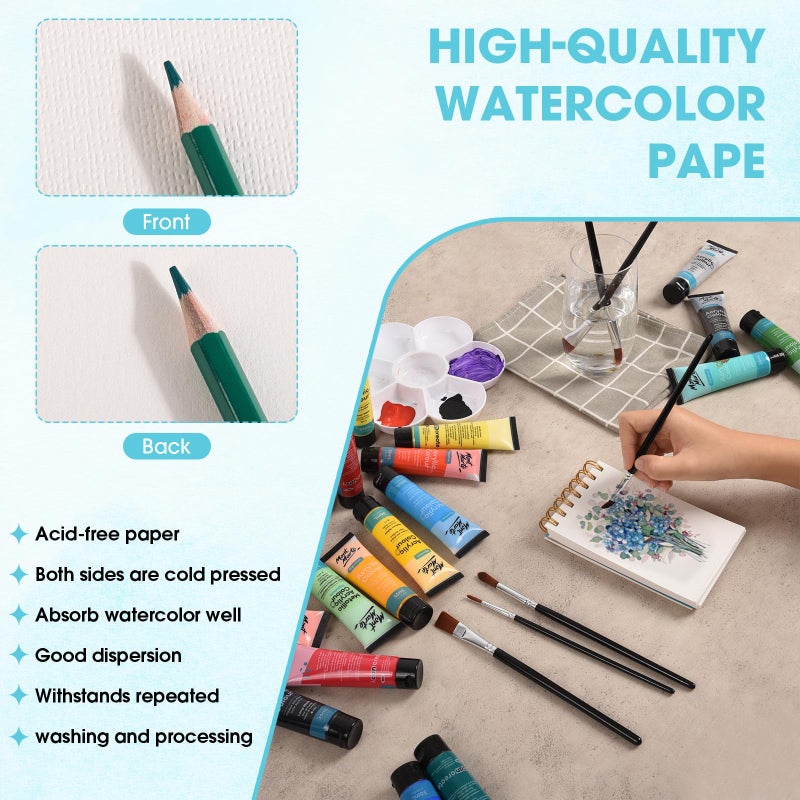 HONIBRA Watercolor Paper Pad 3.5"Ã—5.5", Small Watercolor Sketchbook 140lb/300g, 30 Sheets Spiral Bound Art Journal for Drawing & Painting, Christmas Gifts for for Artists - Image 4