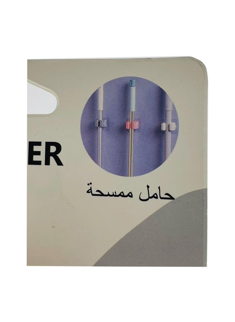 إيتالو حامل الممسحة والمكنسة على الحائط منظم المطبخ والحمام ذاتي اللصق سهل التركيب حامل ممسحة شديد التحمل  - Image 4