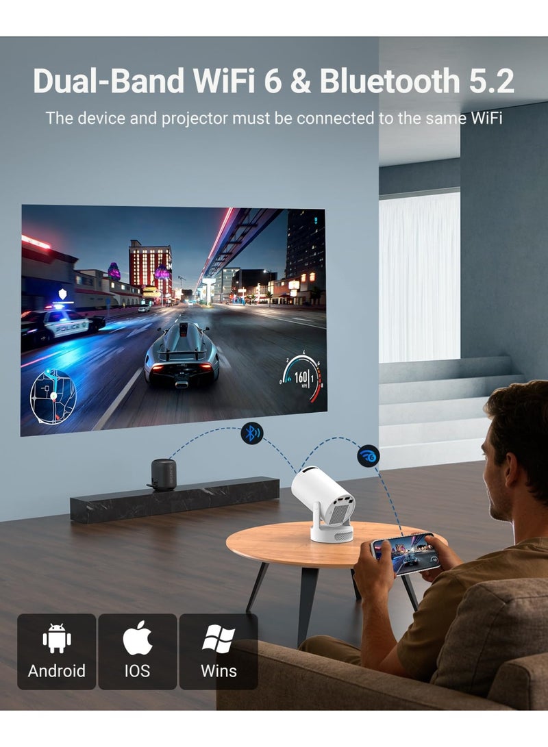 SUPER 5 HY300 Pro+ Android14 Projector 8000 Lumens 720P Outdoor Portable Movie Home with 5W Speaker WiFi6 BT5.4 Upgrated HY300 - Image 3