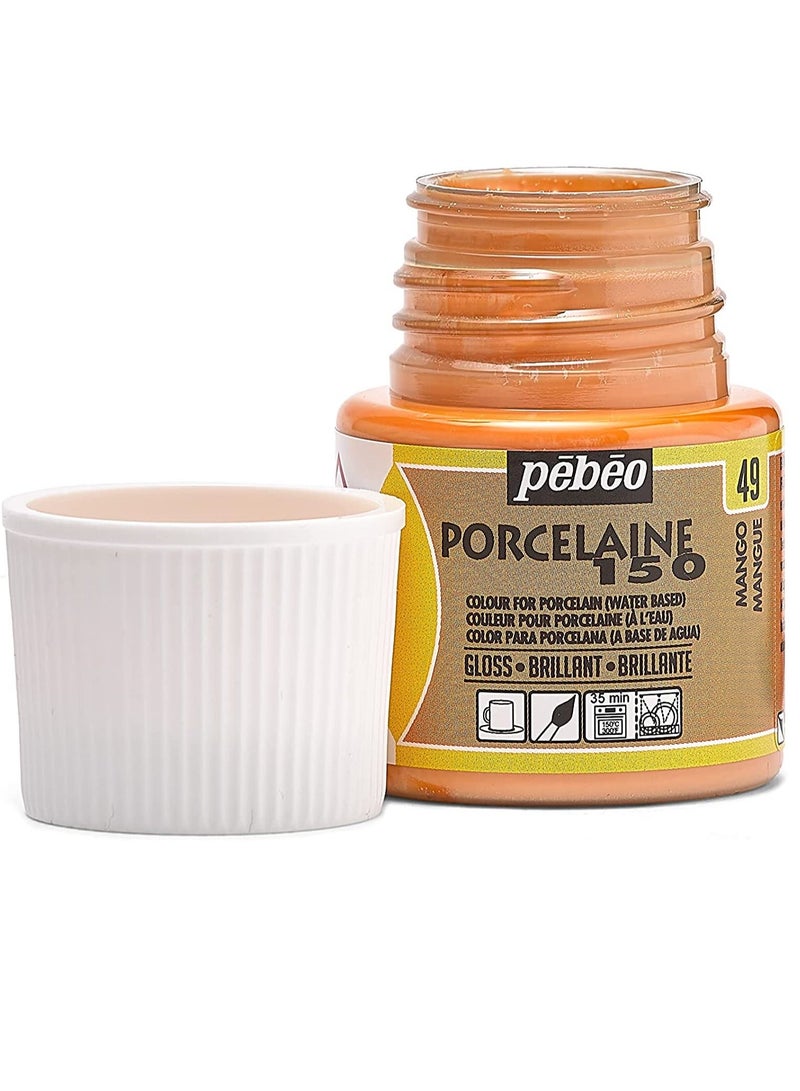 Pebeo Porcelaine 150 Ceramic Paint 45-Milliliter Bottle, Mango - Image 2