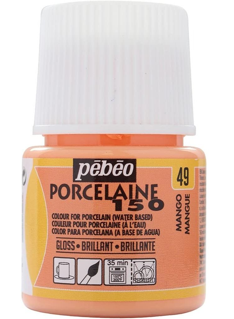Pebeo Porcelaine 150 Ceramic Paint 45-Milliliter Bottle, Mango - Image 1