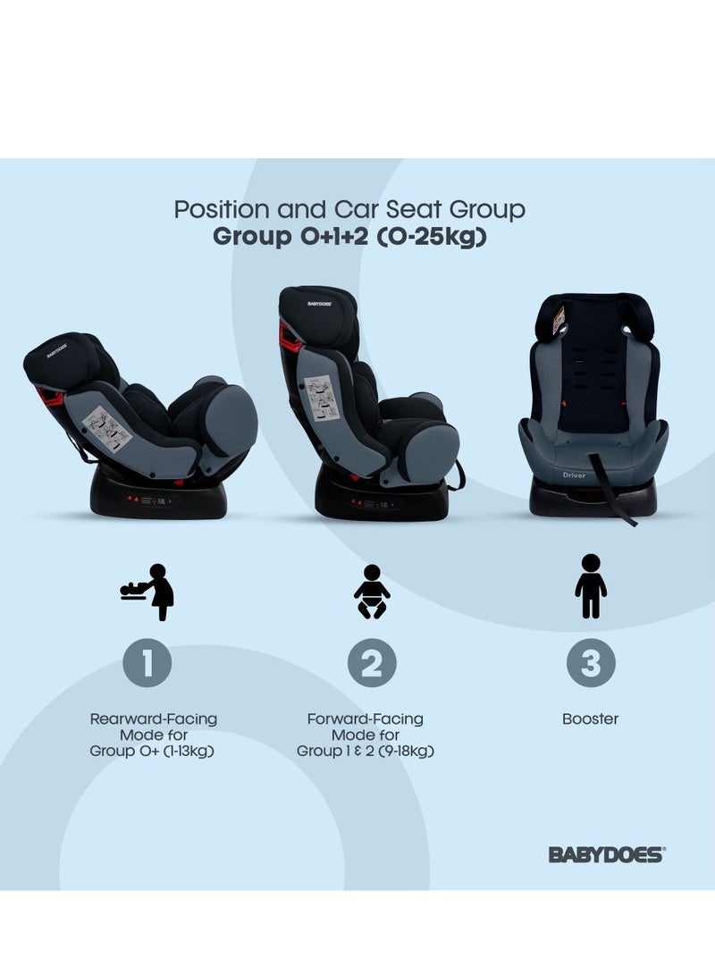 BABYDOES DRIVER - Baby/Infant/Kids Travel Car Seat, Group 0+1+2, Rearward/Forward Facing, 3x Reclining, Padded Seat, 0- 6 Years (Upto 25 kg) - Black - Image 4